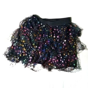Fuzarka Girl's Black Rainbow Stars Tulle Skirt